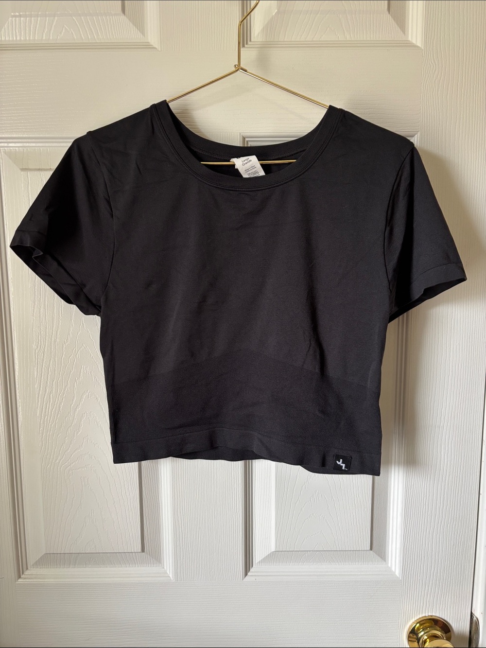 JoyLab Black Crop Workout Top Women’s Large Short Sleeve Athletic Shirt